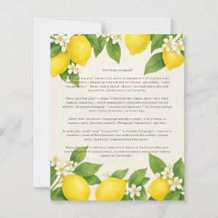 Editable Funny Limoncello Birthday Mad Libs Game