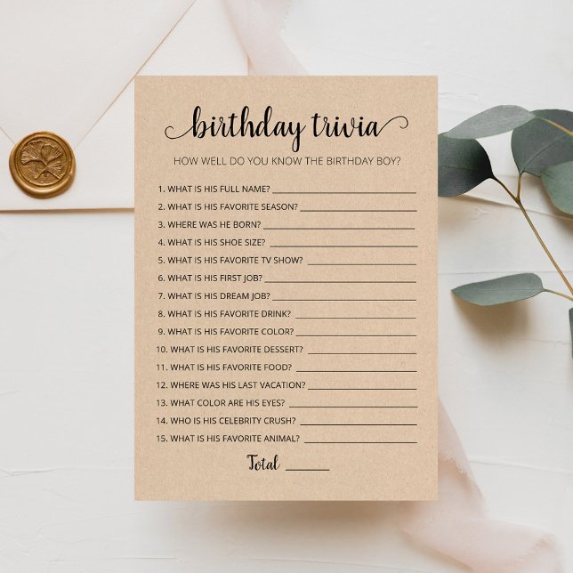 Editable game Birthday Trivia Birthday party Card (Creator Uploaded)