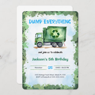 Editable Garbage Truck Birthday Party Invitation