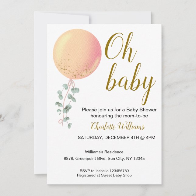 Editable Gender Neutral Baby Shower Invitation (Front)