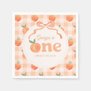 Editable Gingham Peach Party Napkins