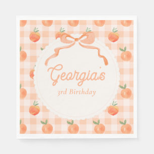 Editable Gingham Peach Party Napkins