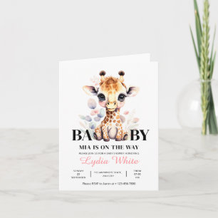EDITABLE Giraffe Baby Shower girl baby shower Invitation