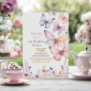 Editable Girl Butterfly Birthday Invitation