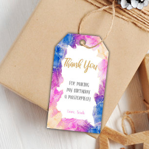 Editable Girls Art Party Favour Tags with Sparkle