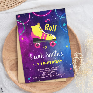 Editable Girls Skate Party Invite