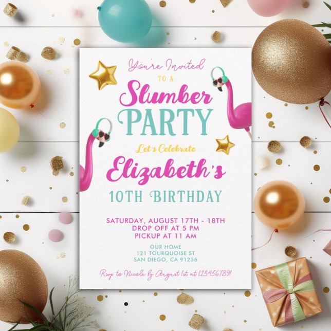 EDITABLE Girls SLEEPOVER Slumber Birthday Party Invitation (Creator Uploaded)