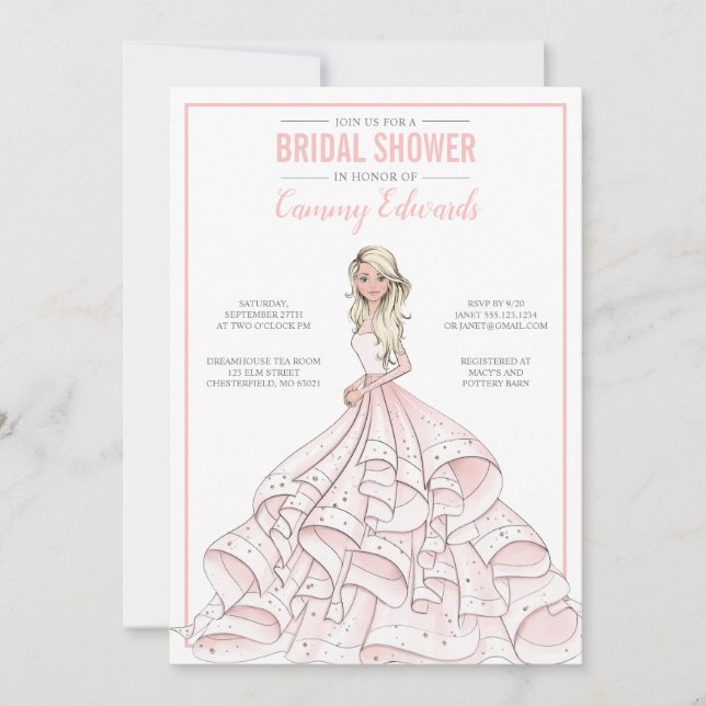 Editable Glam Bride Bridal Shower Invitation (Front)