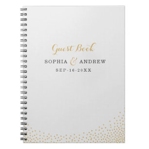 Editable glam faux gold glitter wedding guest book