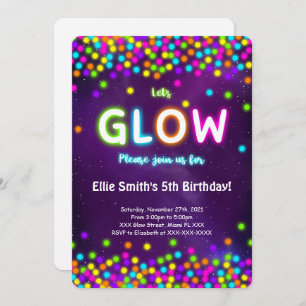 Editable Glow Birthday Invitation