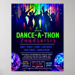 Editable glow dance-a-thon flyer poster