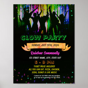 Editable Glow dance party flyer Poster