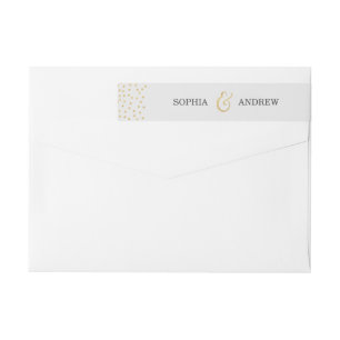 Editable gold glitter vintage wedding monogram wrap around label