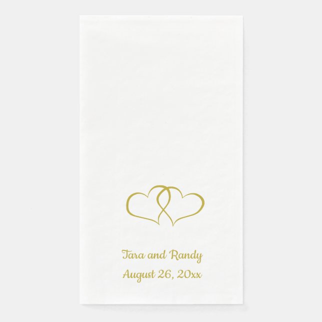 Editable Gold Linked Hearts Napkin (Front)