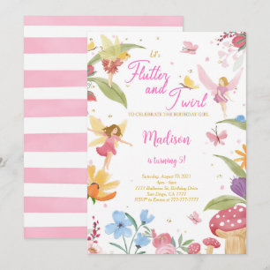 Editable Golden Fairy Birthday Party  Invitation