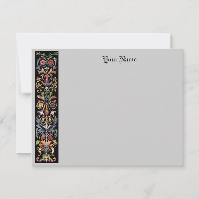 Editable Gothic Floral Illuminated Mediaeval  Card (Front)