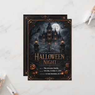 Editable Gothic Halloween Night Invitation Haunt