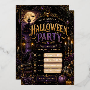 Editable Gothic Halloween Party Invitation Luxur