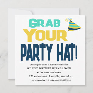 Editable Grab Your Party Hat Invitation
