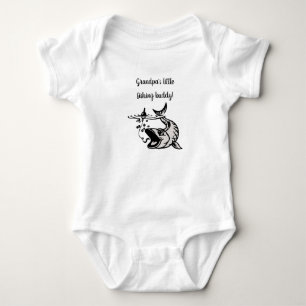 Editable Grandpa's Little Fishing Buddy Baby Bodysuit