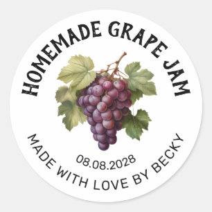 Editable Grape jam canning label with red grapes