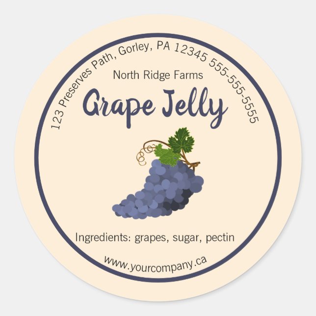Editable Grape Jelly Label (Front)