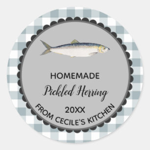 Editable Gray Gingham Herring Label Stickers!