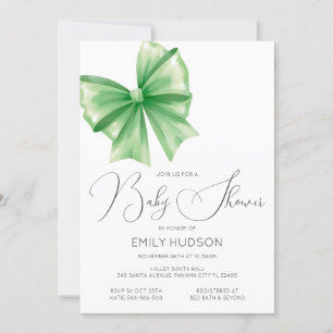 Editable Green Bow Coquette Invitation