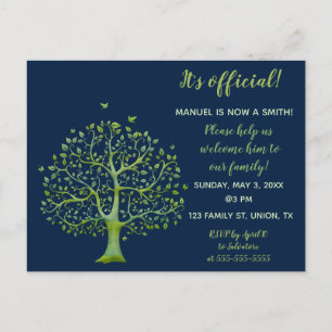 Editable Green Family Tree Adoption Invitation