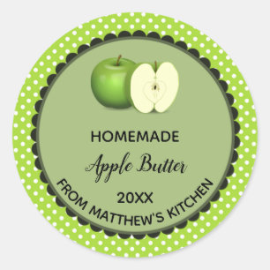 Editable Green Polka Dot Apple Butter Label