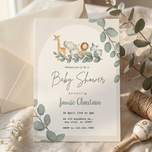Editable Greenery Baby Shower Invitation for Boy