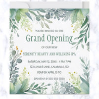 Editable Greenery Grand Opening