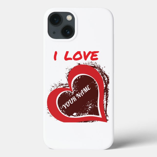Editable Grunge Heart Love Design – Add Your Text Case-Mate iPhone Case (Back)