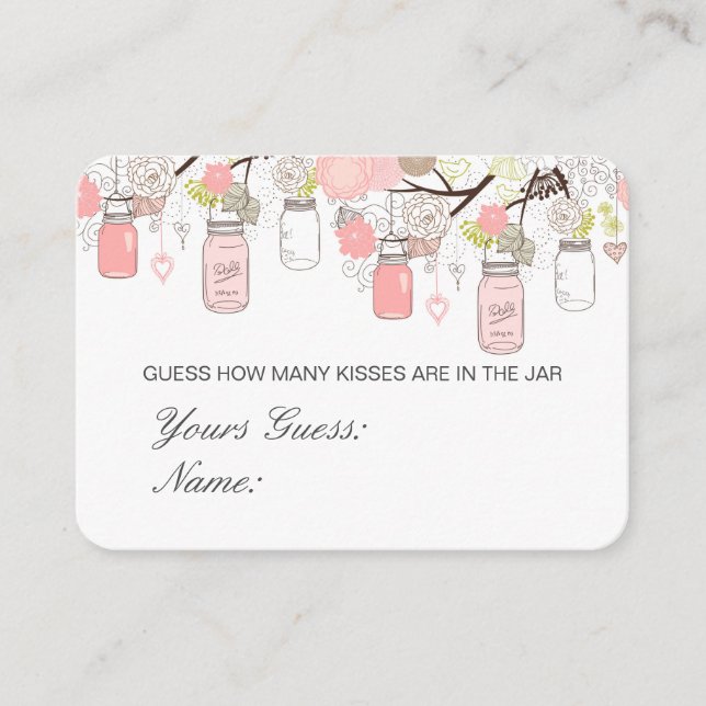 Editable Guess How Many Kisses, Candies Card (Front)