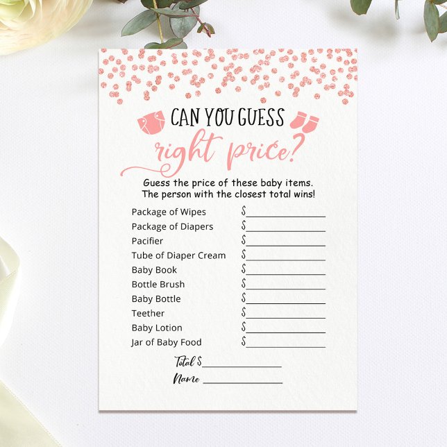 Editable Guess right price game Baby Shower Card (Creator Uploaded)