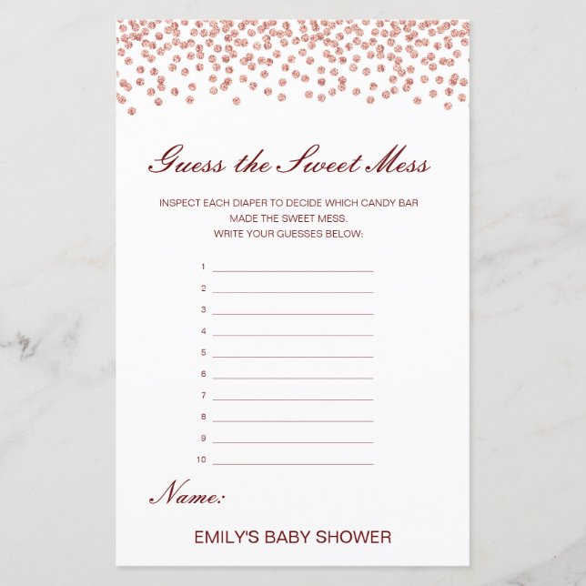 Editable Guess the Sweet Mess, Dirty Diaper (Front)