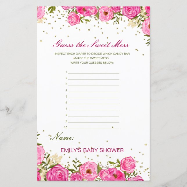 Editable Guess the Sweet Mess, Dirty Diaper (Front)