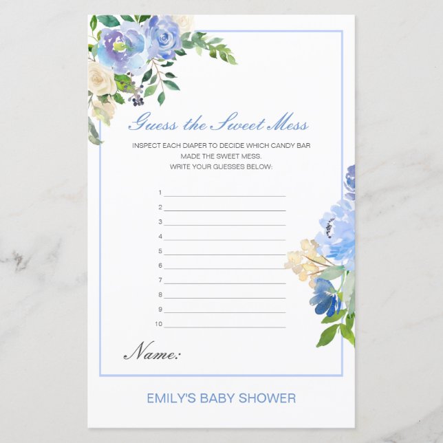 Editable Guess the Sweet Mess, Dirty Diaper (Front)