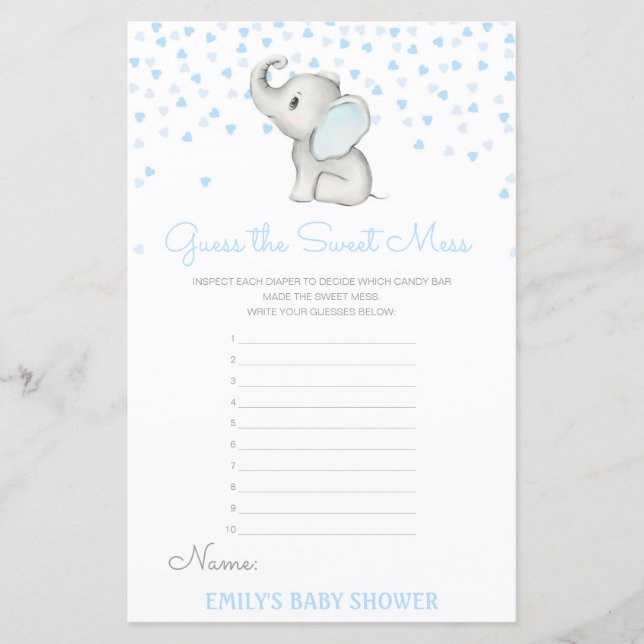 Editable Guess the Sweet Mess, Dirty Diaper (Front)