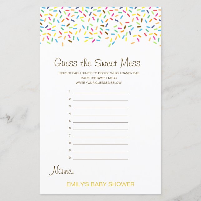 Editable Guess the Sweet Mess, Dirty Diaper (Front)