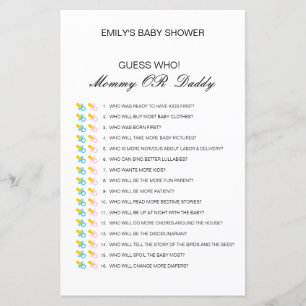 Editable Guess Who, Mum or Dad Baby Shower Game
