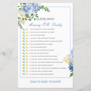 Editable Guess Who, Mum or Dad Baby Shower Game