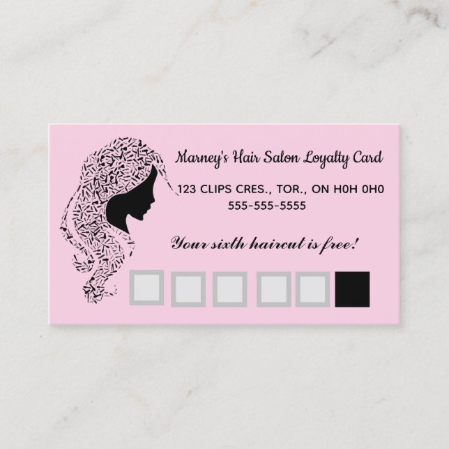Editable Hair Salon Loyalty Rewards Card (Front)