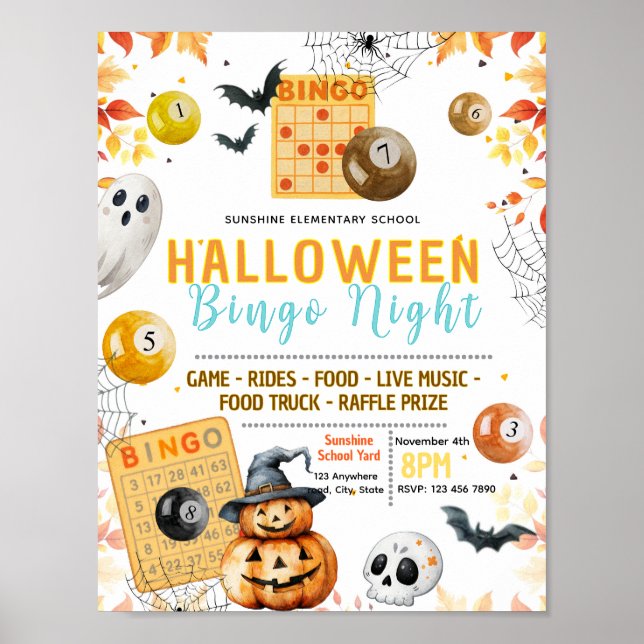 Editable halloween bingo flyer poster (Front)