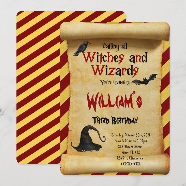 Editable Halloween Birthday Invitation  (Front/Back)