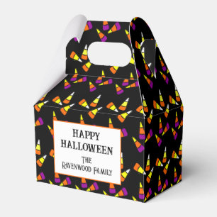 Editable Halloween Candy Corn Pattern Favour Box