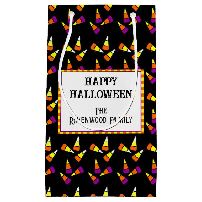 Editable Halloween Candy Corn Pattern Small Gift Bag (Front)