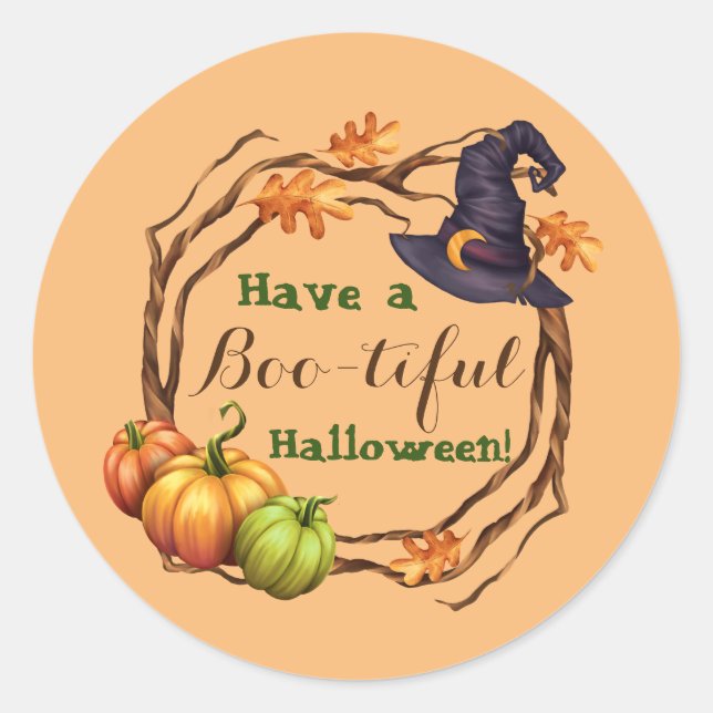 Editable Halloween Fall Party Treat Favour Sticker (Front)