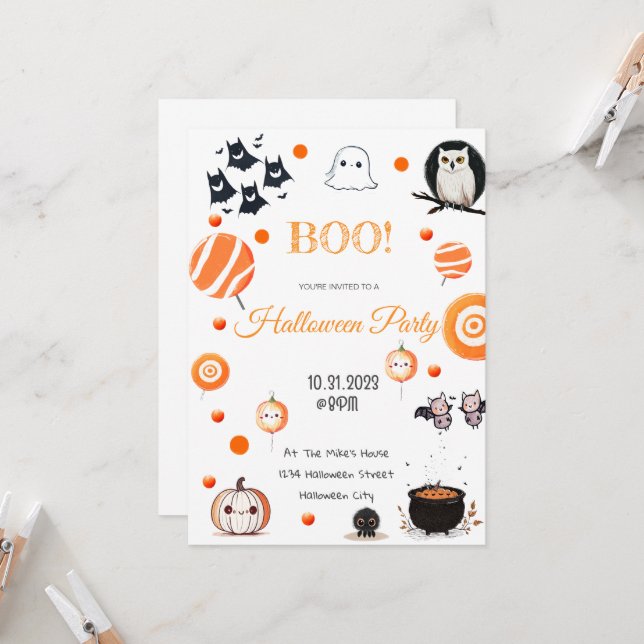 Editable Halloween Invitation Card (Front/Back In Situ)