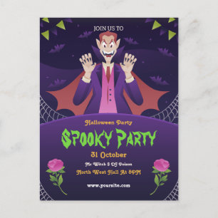 Editable Halloween Invitation, Halloween Party  Postcard